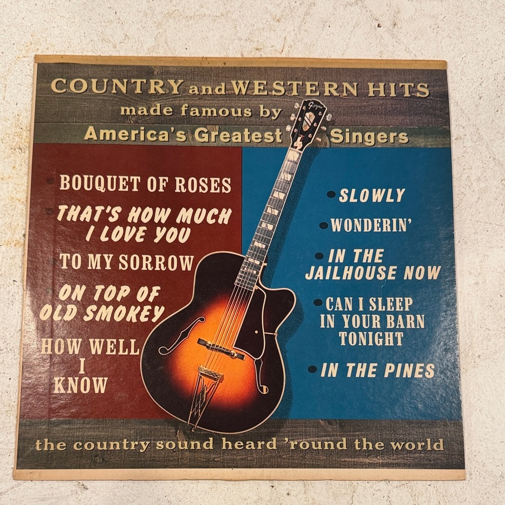 Vintage Country & Western Hits Vinyl Album Cover - Sunburst Guitar